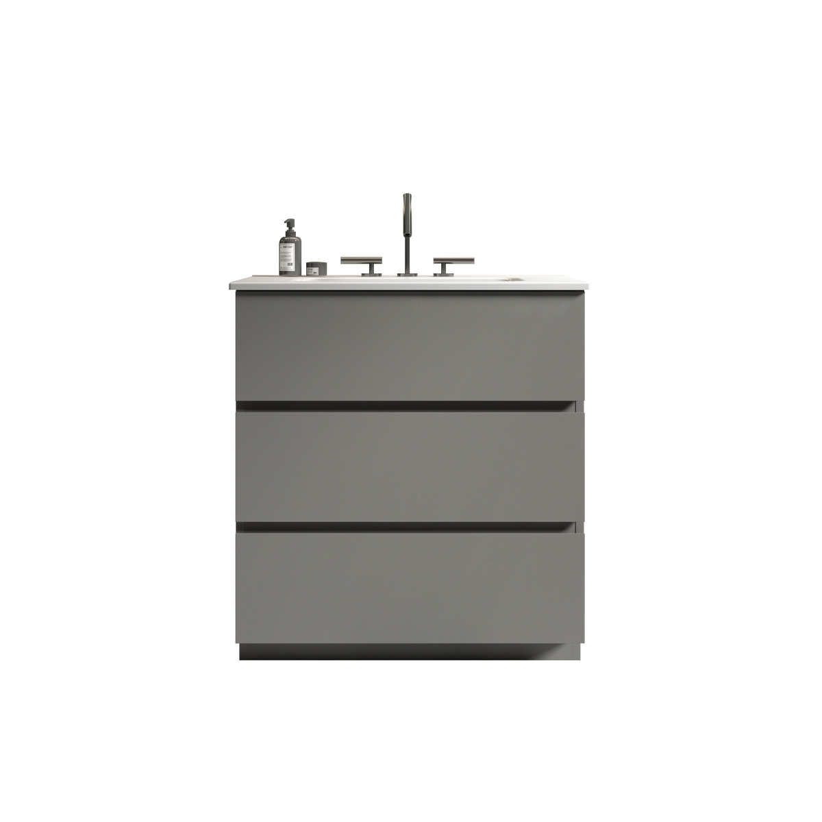 Tia 30" Gray Bathroom Vanity With Sink With 3 Faucet Holes, Large Storage Freestanding Bathroom Vanity For Modern Bathroom, One Piece White Sink Basin Without Drain And Faucet, Pre Assembledt Gray