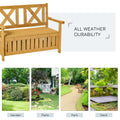 Outsunny Patio Wooden Bench With Storage Box, 29 Gallon Outdoor Storage Bench, Large Entryway Deck Box W Unique X Shape Back, For Deck, Porch & Balcony, Yellow Yellow Wood