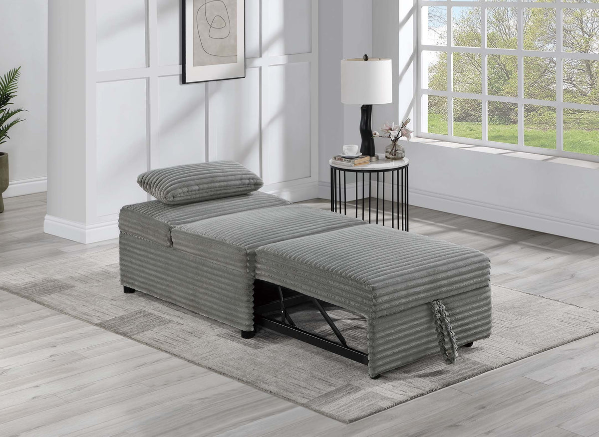 Contemporary Sleeper Sofa Chair Pillow Plush Tufted Seat 1Pc Convertible Sofa Smoke Color Wide Welt Corduroy Smoke Corduroy Wood Primary Living Space Pillow Back Contemporary,Modern,Transitional