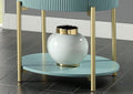 Glam Contemporary Light Teal 1Pc End Table White Faux Marble Top Living Room Table Open Bottom Shelve Teal Primary Living Space Contemporary,Glam,Modern,Shabby Chic Metal