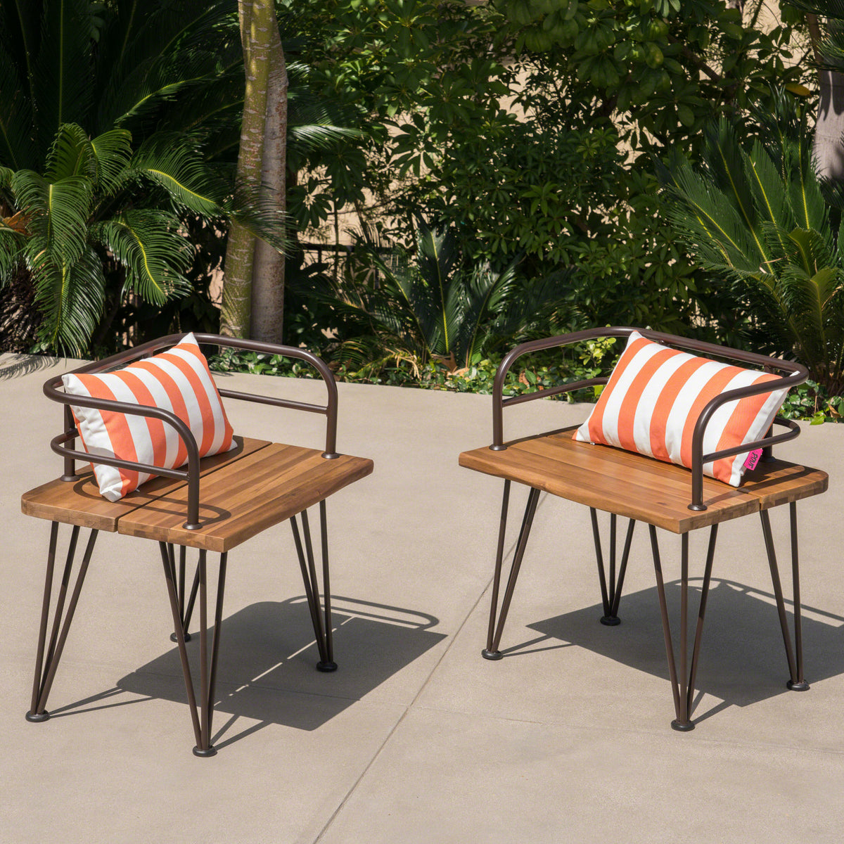 Zion Industrial Wood And Metal Chair Teak Metal & Wood
