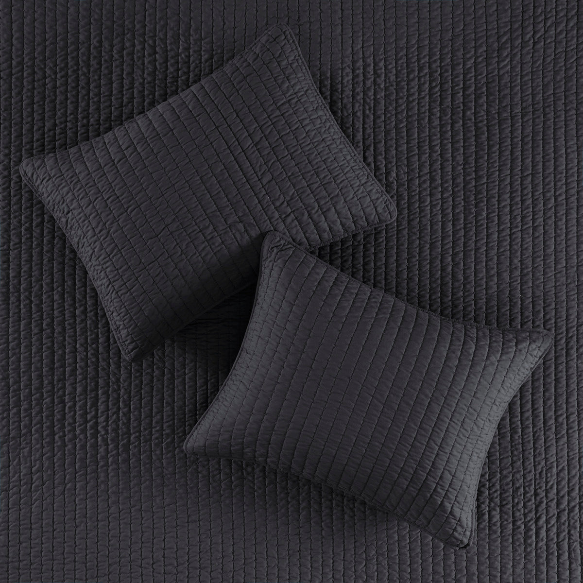 3 Piece Quilt Set Black Full Queen Full Black Microfiber