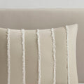 3 Piece Striped Cotton Comforter Set Taupe King Cal King Taupe Cotton