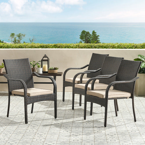 Outdoor Wicker Chairs, 56225.00Chrbrn Kd, 4Pcs Brown Resin