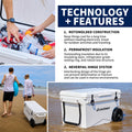75Qt White Insulated Box With Wheels White Polyethylene