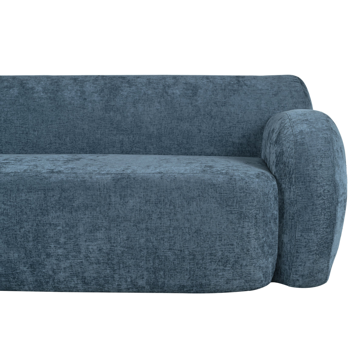 81.5'' Minimalist Curved Upholstered Sofa, 3 Seat Modular Casual Sofa For Living Room, Bedroom, And Apartments Dark Blue Polyester 3 Seat