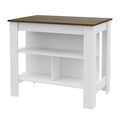 Cala Kitchen Island, Four Legs, Three Shelves White Walnut Multicolor Dining Room Modern Rectangular Stationary Kitchen Islands Particle Board Particle Board Medium 40 55In