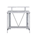 Antique White And Black Writing Desk With Upper Shelf Black Grey Office Rectangular Wood Metal