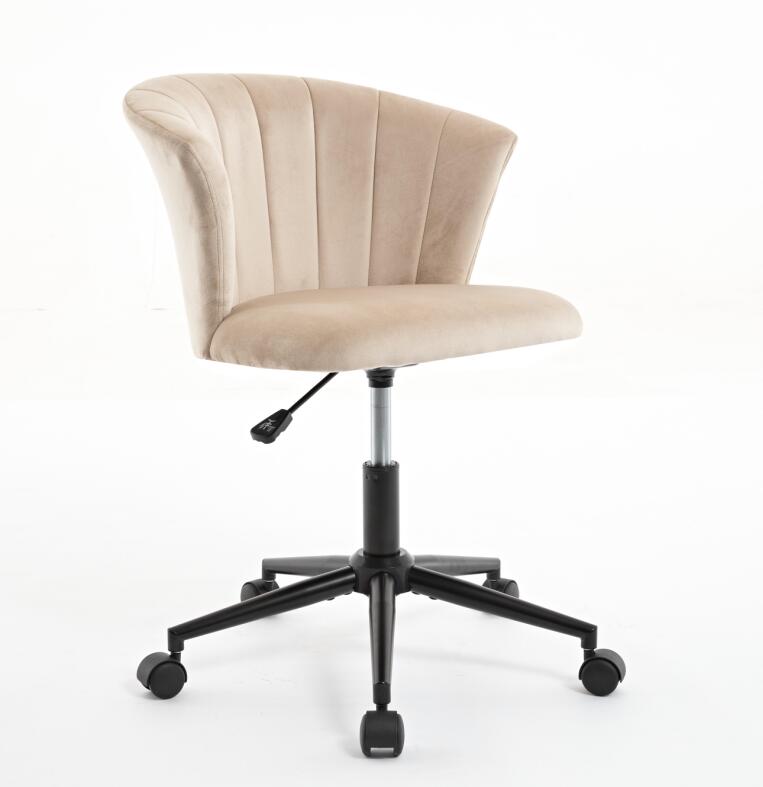 Home Office Chair, Velvet Fabric Swivel Flower Shape Computer Desk Chair For Home Office Or Bedroom Camel Foam Polyester Blend
