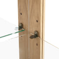 Glass Cabinet Lighted Glass Cabinet Curio Display Cabinet With Adjustable Glass Shelves 2 Doors And 1 Drawer Cabinet Bulb Included Oak Oak Mdf Glass
