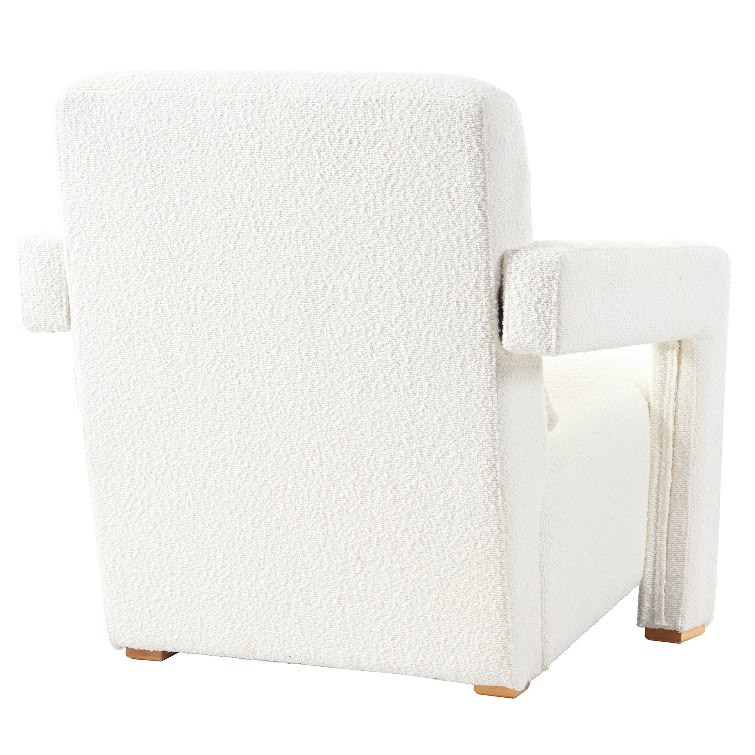 Mirod Sleek Right Angle Armrests, Ergonomic Lumbar Support, Square Wooden Block Legs, Inclined Seat For Comfort, Artistic Statement Piece For Living Room,Bedroom And Study White Boucle