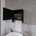 Pine Medicine Cabinet In Melamine With A Towel Bar And Included Mirror, Black Black 1 2 Mirror Included Bathroom Wall Mounted Modern Particle Board Melamine