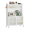 Kitchen Pantry Cabinet, Tall Storage Cabinet With Glass Doors & Adjustable Shelves, Cabinet Cupboard For Kitchen, Living Room, Dinning Room, White White Kitchen Modern Glass Doors Steel