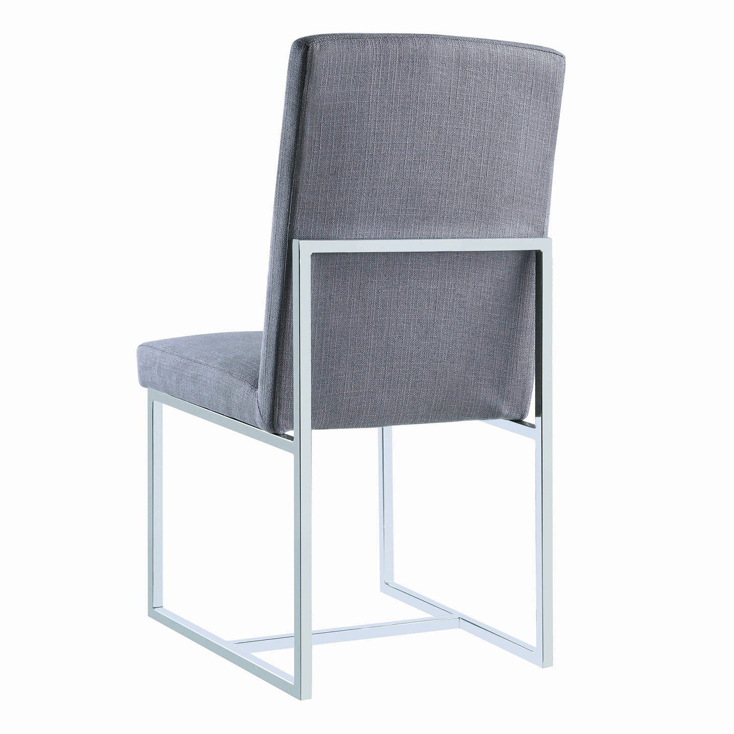 Set Of 2 Upholstered Dining Chairs With Chrome Metal Frame, Grey Solid Grey Dining Room Rectangular Side Chair Set Of 2 Chrome,Fabric