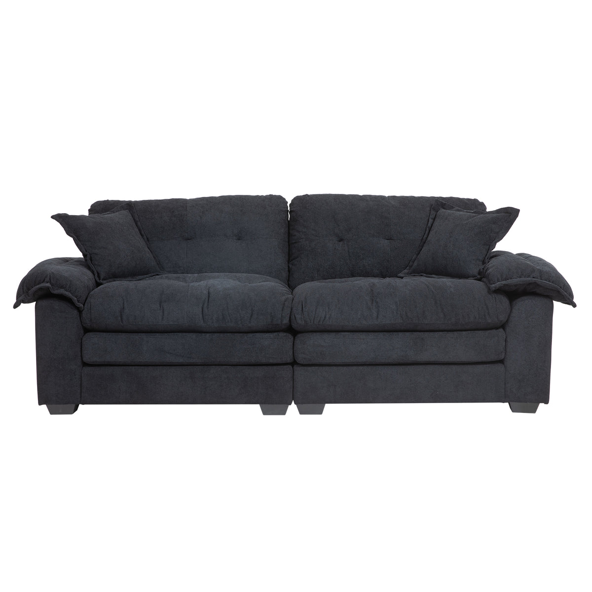 84" Chenille Recliner Sofa Small Sofa Loveseat Deep Seat Sofa Couch With 2 Throw Pillows & Memory Foam For Living Room Apartment Office Lounge Black Black Memory Foam Chenille,Upholstered 2 Seat