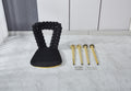 Modern Chair Set Of 2 With Golden Color Iron Tube Legs, Black Soft Cushions And Comfortable Backrest, Suitable For Dining Room, Living Room, Cafe,Hairball Back Gold Black Fabric
