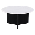 Luxurious Round Mable Topped Pedestal Coffee Table, Living Room Sofa Side Table, White Black Black White Primary Living Space Industrial Freestanding Mango Coffee & End Tables Round Marble,Solid Wood Pedestal