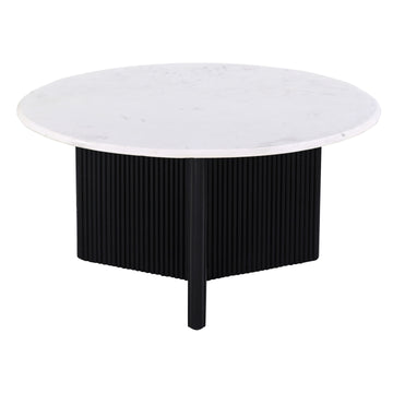 Luxurious Round Mable Topped Pedestal Coffee Table, Living Room Sofa Side Table, White Black Black White Primary Living Space Industrial Freestanding Mango Coffee & End Tables Round Marble,Solid Wood Pedestal