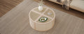 Round To Square Block Modular Coffee Table Light Natural Rattan With Storage 4 Piece Light Natural Rubber Wood