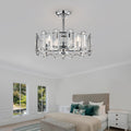 Dia 26 Inch Crystal Chandelier Ceiling Fan Vintage Fandelier Flush Mounted Invisible For Bedroom Dining Room Living Room Kitchen Farmhouse Entry, Chrome Chrome American Design,American Traditional,Retro,Traditional,Vintage Crystal Iron