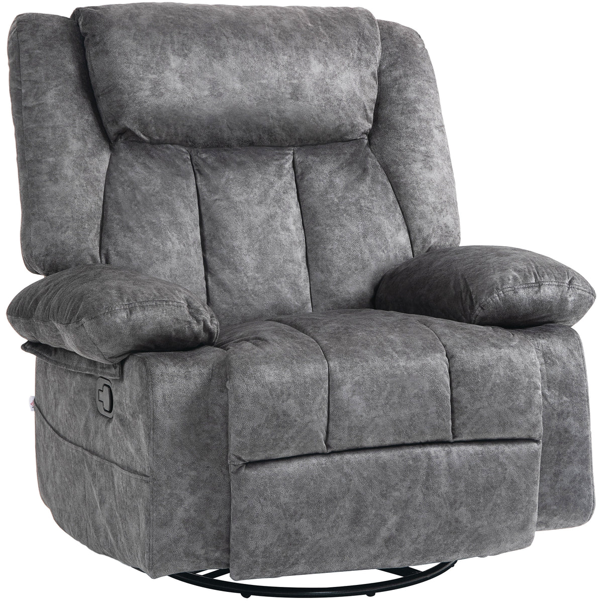 Homcom Swivel Rocker Recliner Chair For Living Room, Fabric Reclining Chair For Nursery, Rocking Chair With Footrest, Side Pockets, Charcoal Gray Charcoal Grey Polyester
