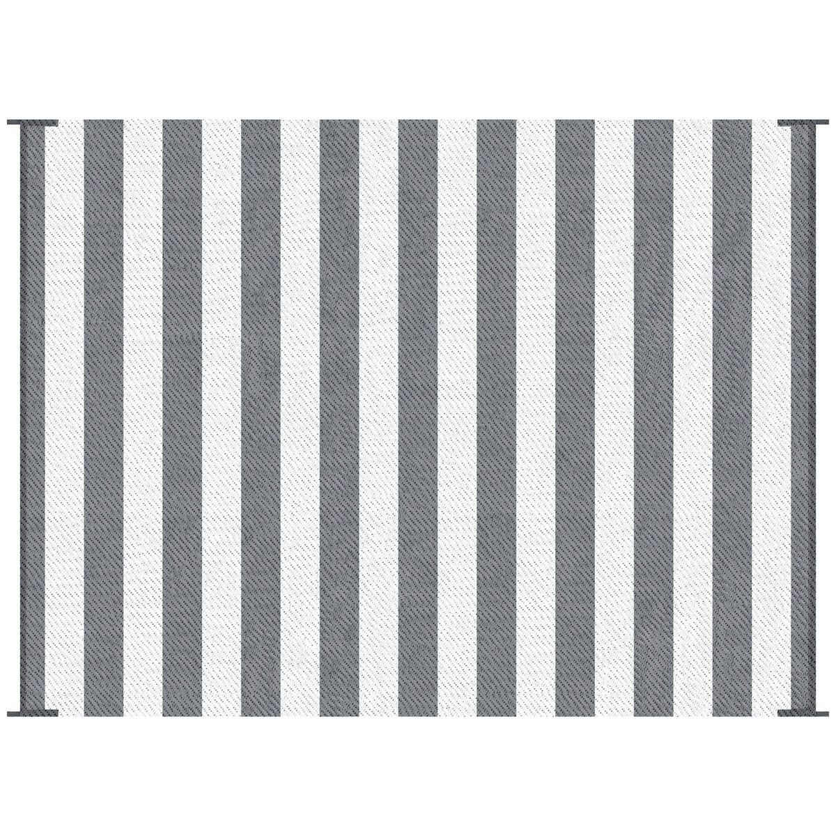 Outsunny Reversible Outdoor Rug, 9' X 12' Waterproof Plastic Straw Floor Mat, Portable Rv Camping Carpet With Carry Bag, Large Floor Mat For Backyard, Deck, Picnic, Beach, Gray & White Striped Multicolor Polypropylene