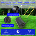 40 Litre High Capacity Lawn Roller, Can Fill Sand Water, U Shaped Ergonomic Handle, Easy To Push And Pull, Suitable For Gardens, Farms, Parks, Black Yellow Black Iron