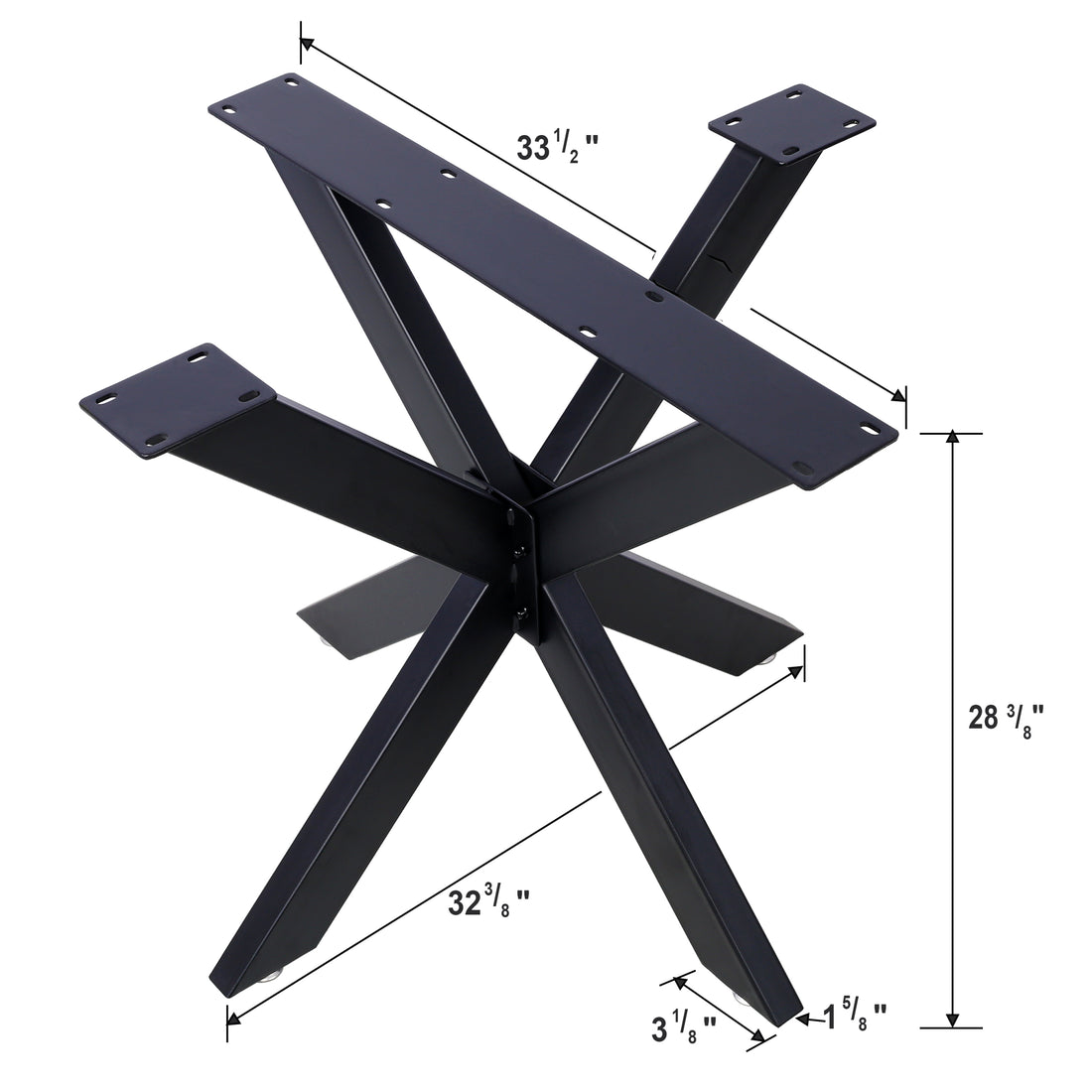 Spider Shaped Steel Table Legs,28"H X32"W X 33"D Metal Dining Table Frame,Heavy Duty Box Section Table Base,Black Country Industrial Style Metal Coffee Desk Legs Dining Legs Spider Shaped Black Steel