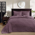 Reversible Bedspread Set Purple Queen Purple Cotton