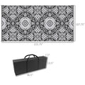 Outsunny Reversible Outdoor Rug, 9' X 18' Waterproof Plastic Straw Floor Mat, Portable Rv Camping Carpet With Carry Bag, Large Floor Mat For Backyard, Deck, Picnic, Beach, Gray & White Floral Multicolor Polypropylene