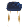28'' Modern Counter Stools Set Of 2,Dark Blue Counter Stools With Iron Frame,Soft Back And Cushion,Footrest,Suitable For Kitchen Bedroom Dining Room. Iron Dark Blue Kitchen Sponge Modern Set Of 2