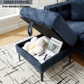 Arrived L Shaped Sectional Sofaconvertible Storage Ottoman,Chenille ,Square Arm, Modern Tufted Couch ,3 Seater, And Nailhead,Blue Blue Polyester Wood Primary Living Space Medium Soft Tufted Back Modern Square Arms Metal & Wood 4 Seat