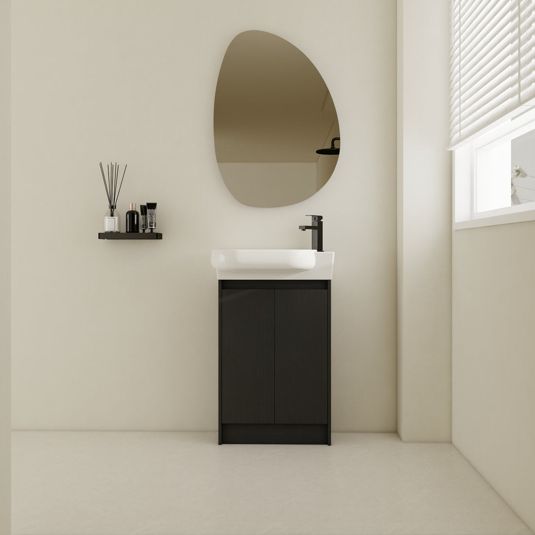 23" Freestanding Bathroom Vanity With Sink, Soft Close Doors Black Chestnut Bathroom Modern Plywood