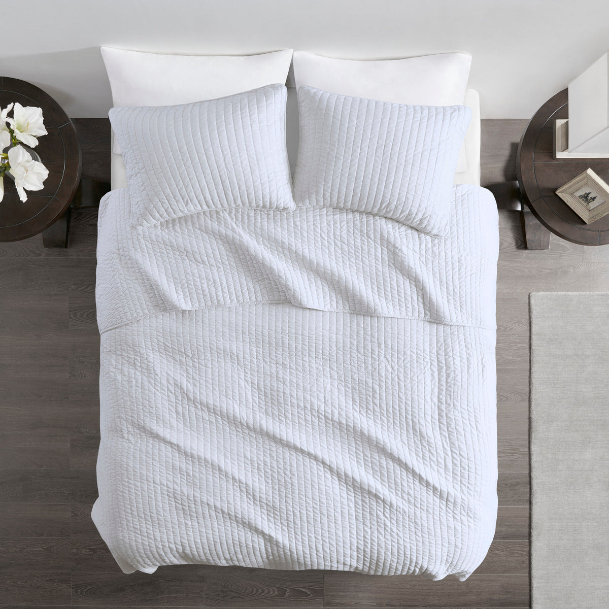 3 Piece Quilt Set White King Cal King King White Cotton