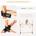 Pawhut 6 Piece Dog Agility Training Equipment With Hurdle Bag And Whistle, Orange And White Orange Plastic