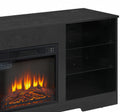 Tv Stand Electric Fireplace Glass Shelves, 3D Fireplace Tv Stand With Led Lights Wood With Usb Charging Outlet Modern Television Table Center For Tv Up To 62