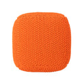 Hollis Knitted Cotton Pouf Cube 20 X 20 X 16 Pouf Orange Cotton