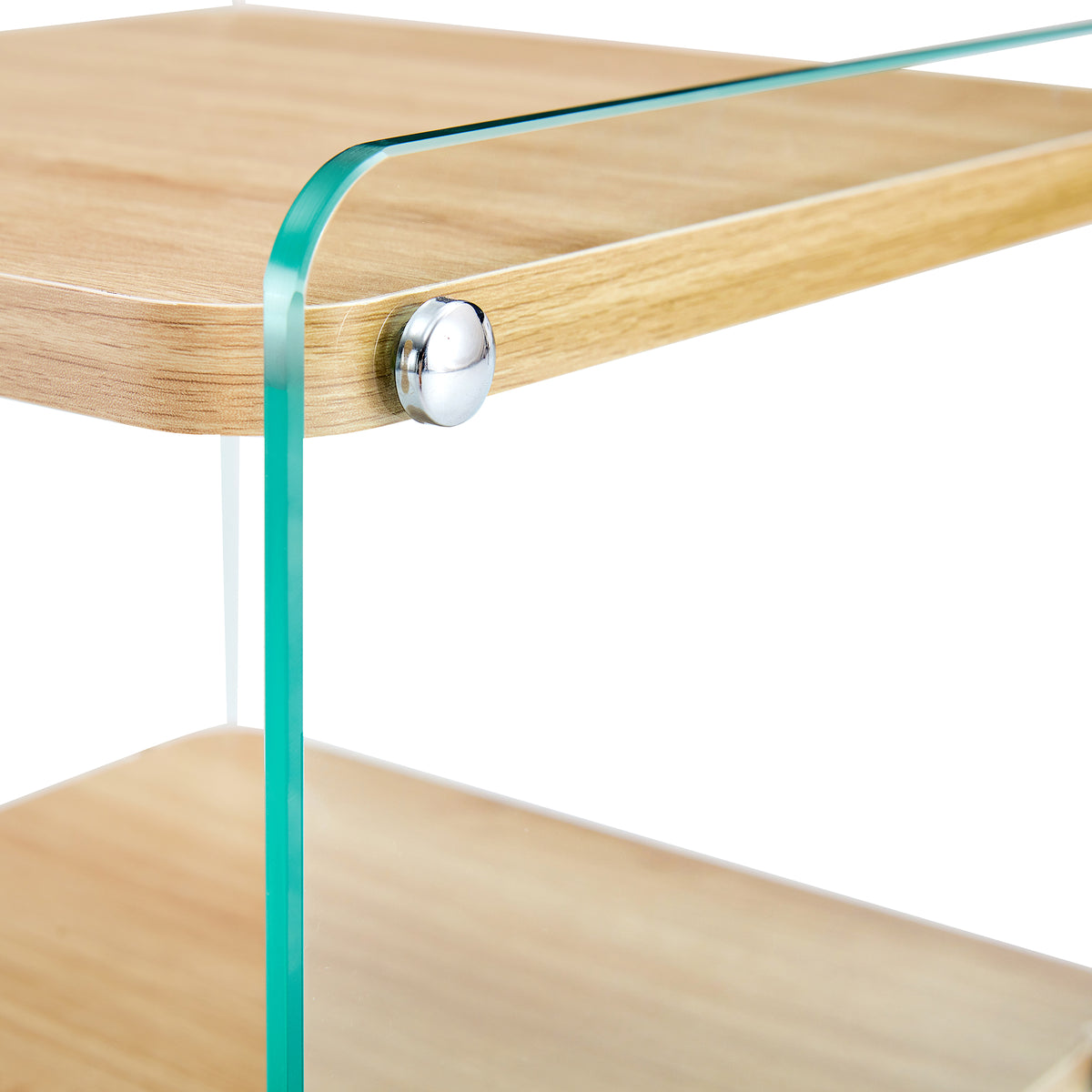 Three Layer Bedside Cabinet.The Board Is Made Of Mdf With Wooden Stickers, With Transparent Tempered Glass On Both Side.The Design Is Simple And Elegant, With Powerful Storage Function.Storage Cabinet Wood Mdf Glass