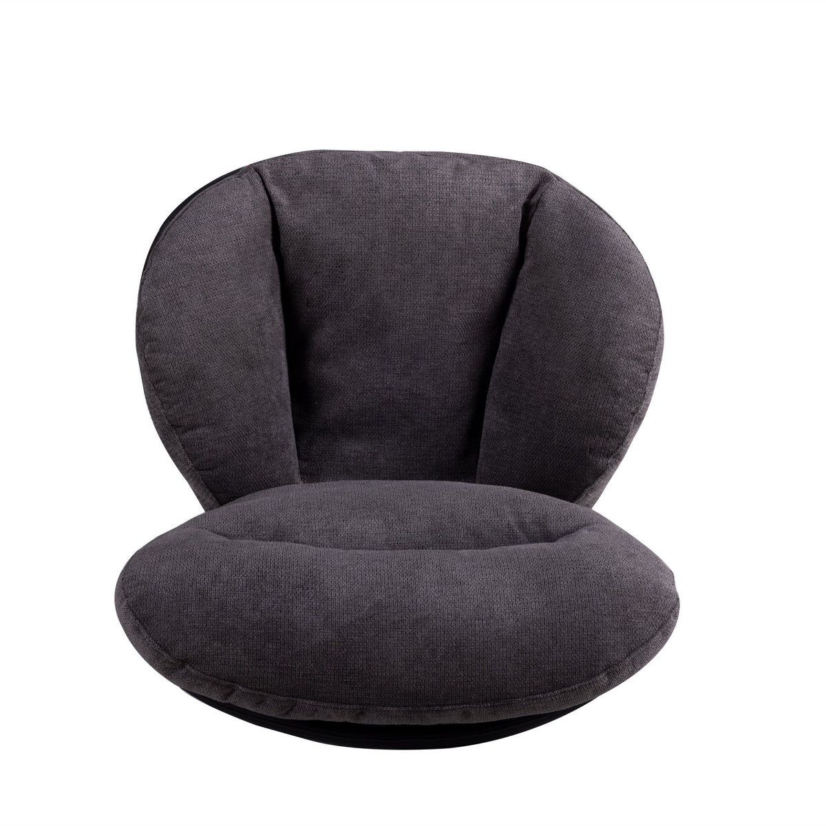 360 Swivel Accent Chair, Modern Chenille Lounge Chair With Faux Leather And Black Metal Base Frame, Comfortable Reading Chair For Small Spaces, Living Room, Bedroom, Reading Corner, Office, Dark Gray Black,Dark Gray Brown Primary Living Space