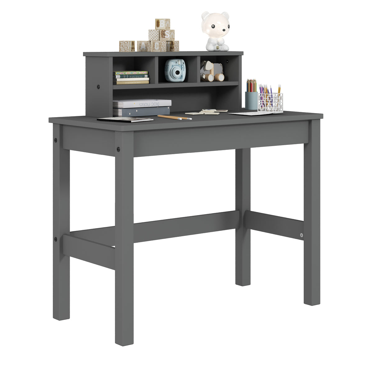 Grey Writing Desk With Hutch Grey Writting Desk Primary Living Space Rectangular Hutch Solid Wood Mdf