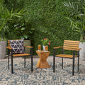 Laris Wood And Metal Chair Teak Black Acacia Wood