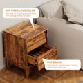 2 Set Nightstands Features Vintage Style And Bevel Design, Made Of Mdf, Mid Century Modern Nightstand, Night Stand For Bedroom Brown Mdf