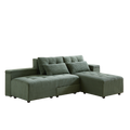 Convertible 3 In 1 Sleeper Sofa And Sectional Sofa With 4 Storage Space For Living Room,Corduroy Couch With 4 Pillows,Corduroy Army Green Corduroy 3 Seat