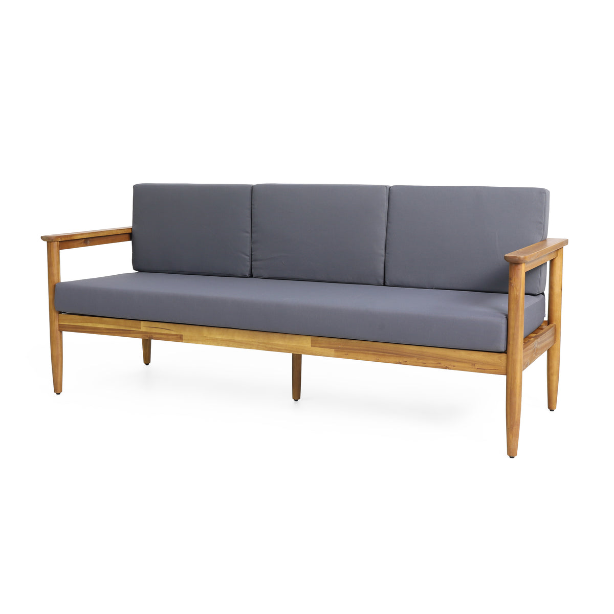 Gavin 3 Seater Dark Grey Wood Fabric