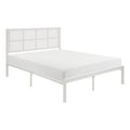1Pc Eastern King Platform Bed, Metal Frame White Finish Faux Cane Panel Headboard Casual Coastal Bedroom Furniture, Bed In A Box Box Spring Not Required King White Metal Bedroom Casual,Coastal Metal