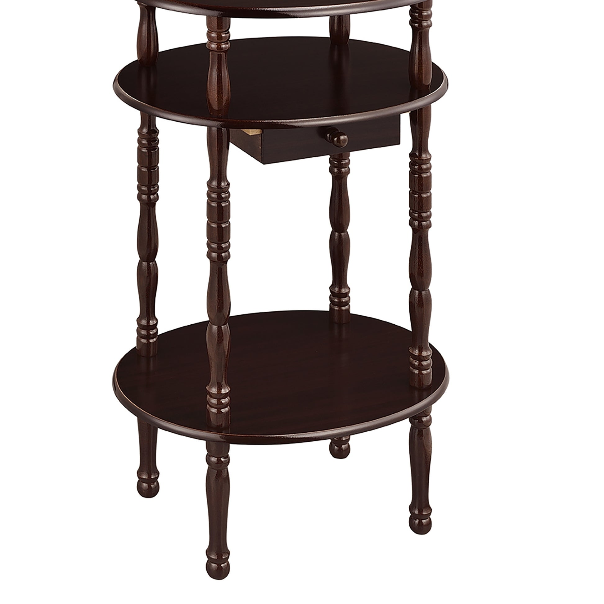 28" Tall 3 Tier Wooden Phone Table With Cherry Finish Cherry Wood