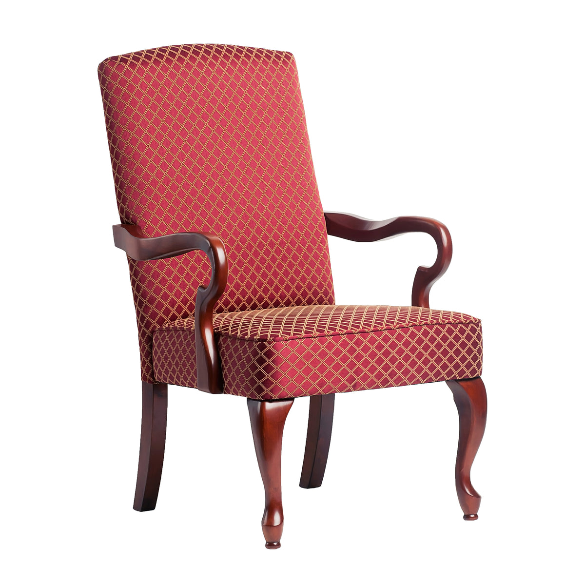 Delaney Red Gooseneck Arm Chair Red Foam Wood Fabric