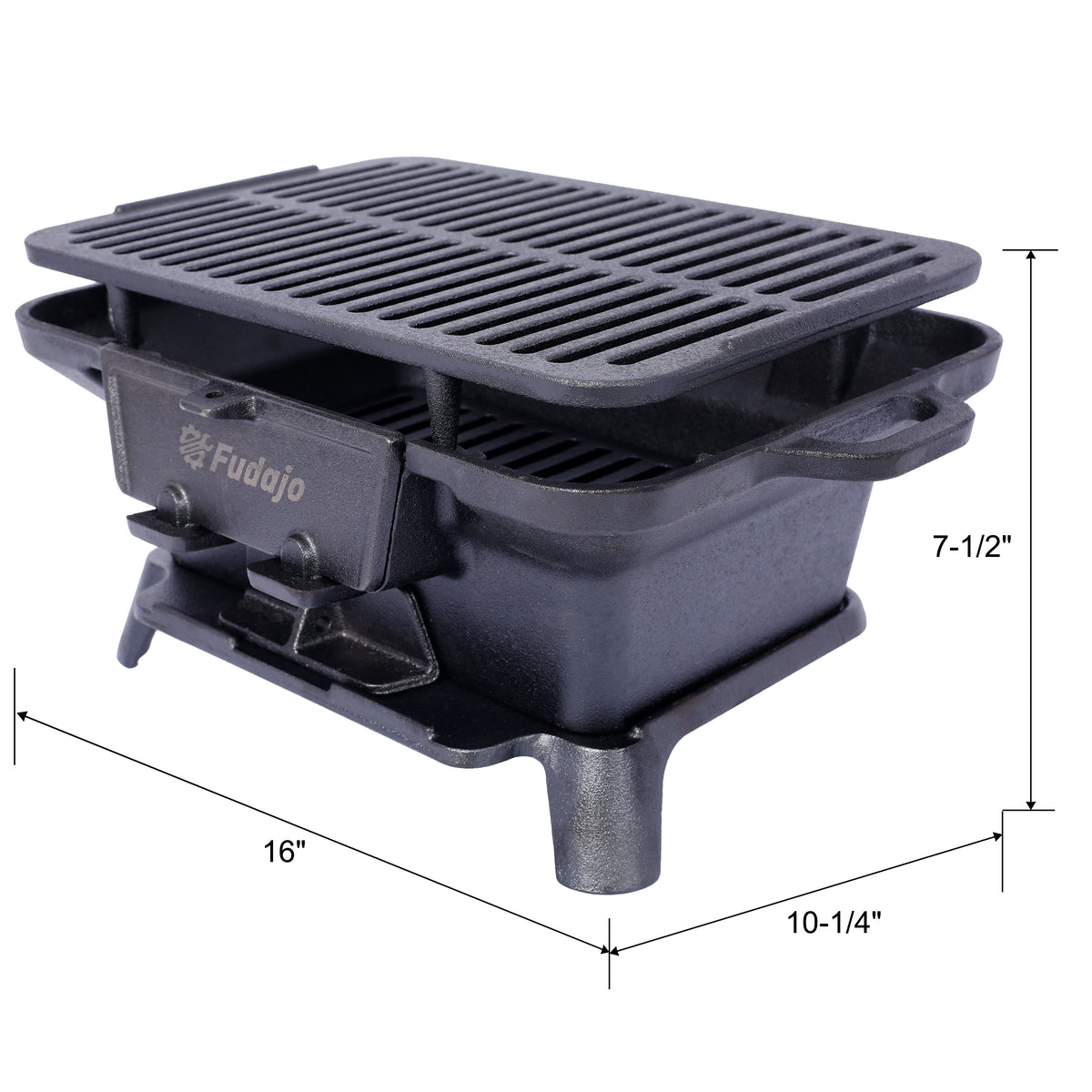 Oval Cast Iron Grill Outdoor, Portable Charcoal Grill And Tabletop Cast Iron Set 100% Cast Iron, Enameled, Durable, Small Charcoal Grill, Camping Stove, Hibachi Grill Black Iron