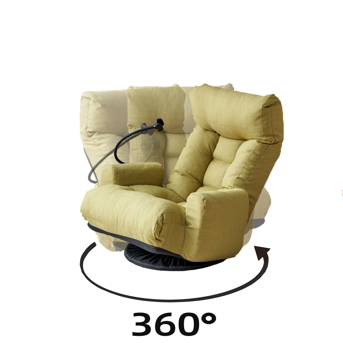 Adjustable Head And Waist, Game Chair, Lounge Chair In The Living Room, 360 Degree Rotatable Sofa Chair,Rotatable Seat Leisure Chair Deck Chair Green Metal Soft Cotton Metal