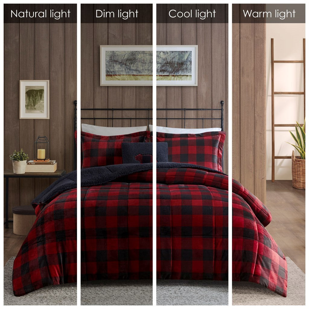 Plush To Sherpa Down Alternative Comforter Set Queen Multicolor Polyester